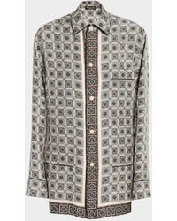 Loro Piana - Lian Floral Tile-Print Silk Shirt - Lyst