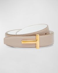 Tom Ford - T Buckle Grain Leather Belt - Lyst