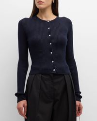 Vince - Ribbed Cashmere And Silk Fitted Cardigan - Lyst