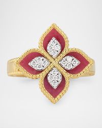 Roberto Coin - 18K Diamond And Rhodonite Ring - Lyst