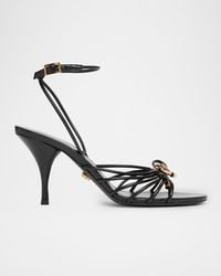 Versace - 85Mm Opera Bow Leather Sandals - Lyst