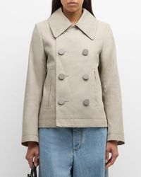 Bottega Veneta - Double-Breasted Cotton Twill Caban Jacket - Lyst