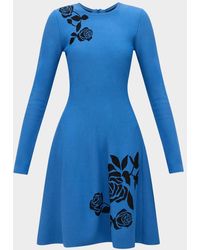 Lela Rose - Rose Knit Jacquard Long-Sleeve Dress - Lyst