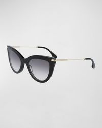 Victoria Beckham - Acetate/Metal Cat-Eye Sunglasses W/ Chevron-Trim - Lyst