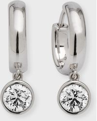 Neiman Marcus - 18k White Gold Bezel Diamond Huggie Earrings - Lyst
