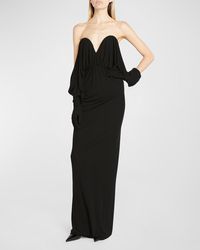 Saint Laurent - Sweetheart Neck Strapless Jersey Gown - Lyst