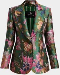 Etro - Floral Jacquard Single-Breasted Fitted Jacket - Lyst