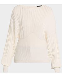 Balmain - One-Shoulder Batwing Rib Sweater - Lyst