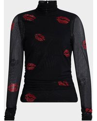 Cinq À Sept - Kissing Booth Mesh Turtleneck Top - Lyst