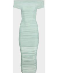 SER.O.YA - Noel Off-Shoulder Ruched Mesh Midi Dress - Lyst