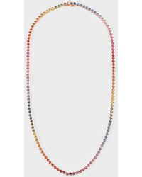 Lisa Nik - 18k Rose Gold Rainbow Sapphire Line Necklace - Lyst