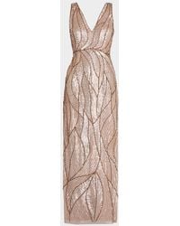 Aidan Mattox - Sleeveless Bead & Sequin Column Gown - Lyst