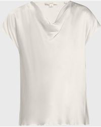 Vince - Cowl-Neck Cap-Sleeve Satin Blouse - Lyst