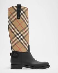 Burberry - Cavalier Rubber Check Knee-High Rain Boots - Lyst