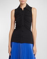 Proenza Schouler - Florence Sleeveless Button-Front Crepe-Jersey Top - Lyst