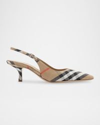 Burberry Vintage Check Slingback Pumps in Brown | Lyst