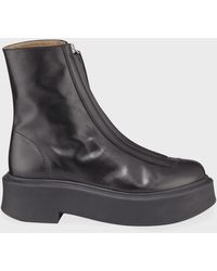 The Row - Zippered Platform Leather Combat Boots - Lyst