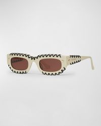 Nanushka - Kadee Crochet Acetate Rectangle Sunglasses - Lyst