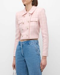 Self-Portrait - Cropped Double-Breasted Bouclé Jacket - Lyst