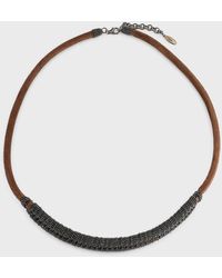 Brunello Cucinelli - Monili Braided Leather Choker Necklace - Lyst