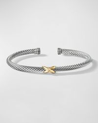 David Yurman - Cable Station Bracelet In Silver With 18k Gold, 4mm - Lyst