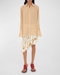 Burberry - Toggle-Print Silk Button-Down Top - Lyst