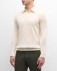 Isaia - Cashmere-Silk Polo Sweater - Lyst