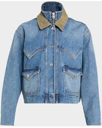 Veronica Beard - Wegner Layered Corduroy-Collar Denim Jacket - Lyst