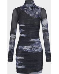 Nicholas - Mila Long-Sleeve Mock-Neck Mesh Mini Dress - Lyst