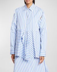 JW Anderson - Striped Peplum Drape Collared Shirt - Lyst