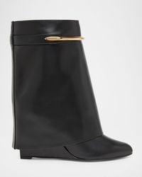 Givenchy - Shark Pinch Draped Leather Wedge Ankle Boots - Lyst