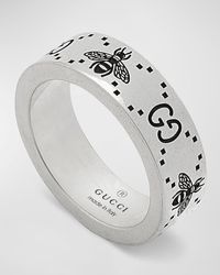 Gucci - GG And Bee Band Ring, 6mm - Lyst