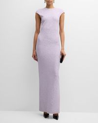 St. John - Cap-Sleeve Sequin Stretch Knit Gown - Lyst