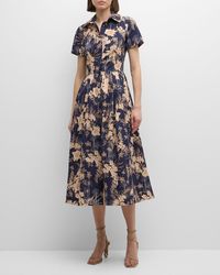 Evi Grintela - Nellie Pleated Floral-Print Midi Shirtdress - Lyst