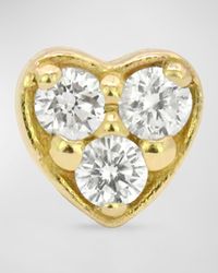 Stevie Wren - 18K Tiny Heart Stud Earring With Diamonds, Single - Lyst