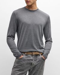 Brunello Cucinelli - Silk-Cotton Long Sleeve T-Shirt - Lyst