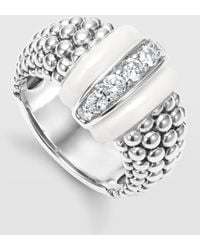 Lagos - White Caviar White Ceramic Diamond Large 1-link Ring - Lyst