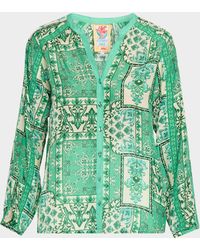 Johnny Was - Ellen Patchwork Silk Button-Up Shirt - Lyst
