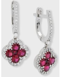 Neiman Marcus - 18k Ruby And Diamond Flower Hoop Drop Earrings - Lyst