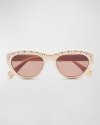Lele Sadoughi - Memphis Embellished Acetate Cat-Eye Sunglasses - Lyst