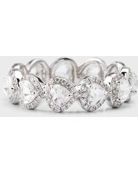 64 Facets - 18k White Gold Rose-cut Diamond Heart Eternity Ring, Size 6 - Lyst