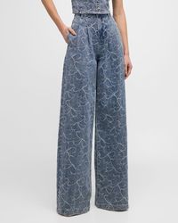 Ramy Brook - Adley High-rise Wide-leg Floral-embroidered Jeans - Lyst