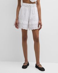 Simone Rocha - Easy Drawstring Embroidered Shorts With Scallop Trim - Lyst