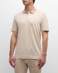 BOSS - Structured Cotton Silk Short-Sleeve Polo Shirt - Lyst