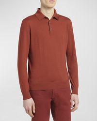 ZEGNA - Cashmere-Silk Polo Sweater - Lyst