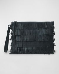 Callista - Fringe Pouchette Leather Clutch Bag - Lyst