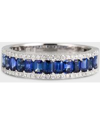 David Kord - 18k White Gold Ring With Blue Sapphires And Diamonds, Size 6.5 - Lyst