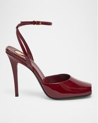 Saint Laurent - La Scandale Patent Ankle-Strap Sandals - Lyst