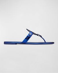 Tory Burch - Miller Metallic Logo Thong Sandals - Lyst