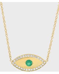 Jennifer Meyer - Medium Evil Eye Necklace With Emerald Center And Diamond Border - Lyst